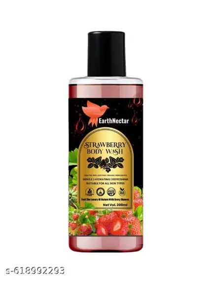 Earth Nectar Premium Strawberry Shower Gel & Body Wash | The Only Truly Paraben-SLS/SLES-Sulphate & Silicone Free | 200ML
